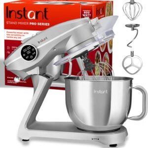 Instant Pot Stand Mixer Pro,600W 10-Speed Electric Mixer with Digital Interface,7.4-Qt Stainless Steel Bowl,From the Makers of Instant Pot,Dishwasher Safe Whisk,Dough Hook and Mixing Paddle,Silver