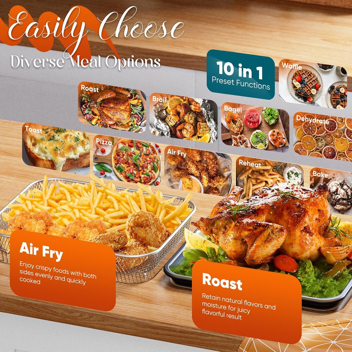 Nuwave Bravo Pro Convection Air Fryer Toaster Oven Combo, 2025 New and Improved, 10-in-1, 50°-450°F Temp Controls, Quick & Even Crisp Technology, 21Qt Capacity, Stainless Steel, PFAS Free - Image 5