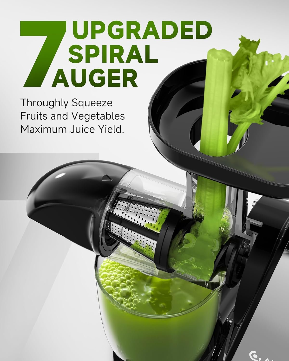 Masticating Juicer Machines, AMZCHEF Slow Cold Press Juicer with Reverse Function, High Juice Yield, Easy Clean with Brush,Recipes for High Nutrient Fruits and Vegetables, Gray(Updated) - Image 2