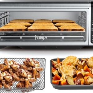 Ninja Digital Air Fry Countertop Oven, 8-in-1 Functionality, 1800W, Flip-Up Design, XL Capacity, Air Fry Basket, Wire Rack & Crumb Tray, Silver, SP101