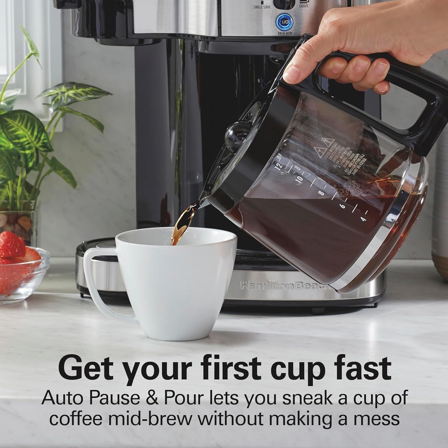 Hamilton Beach 2-Way 12 Cup Programmable Drip Coffee Maker & Single Serve Machine, Glass Carafe, Auto Pause and Pour, Black (49980R) - Image 7