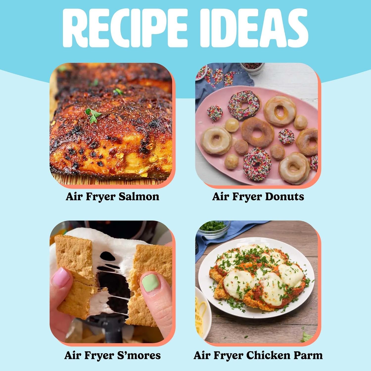 Personal Air Fryer, Healthier Meals in Minutes, Adjustable Temp Control up to 400°F, Easy-to-Use Design, Nonstick Basket and Tray Made without PFAS, PFOA, PFOS & PTFE, 900 Watts, 2-Quart, White - Image 6