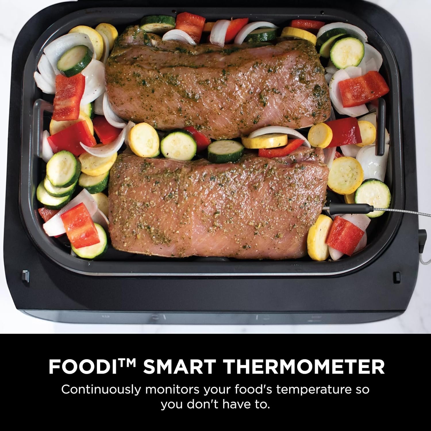 Ninja Indoor Grill, Foodi Smart XL 6-in-1 Indoor Grill with Air Fry, Roast, Bake, Broil & Dehydrate, Smart Thermometer, Black/Silver, FG551 - Image 5