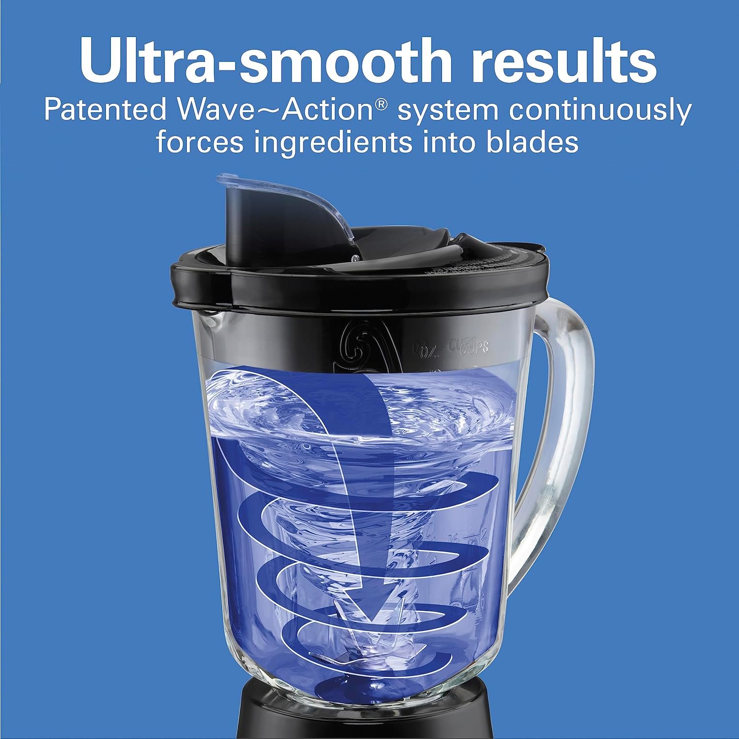 Hamilton Beach Wave Action Blender for Smoothies, Stainless Steel Ice Sabre Blades, 40oz Glass Jar, 800 Watts, Quiet Design, Black (58175) - Image 4