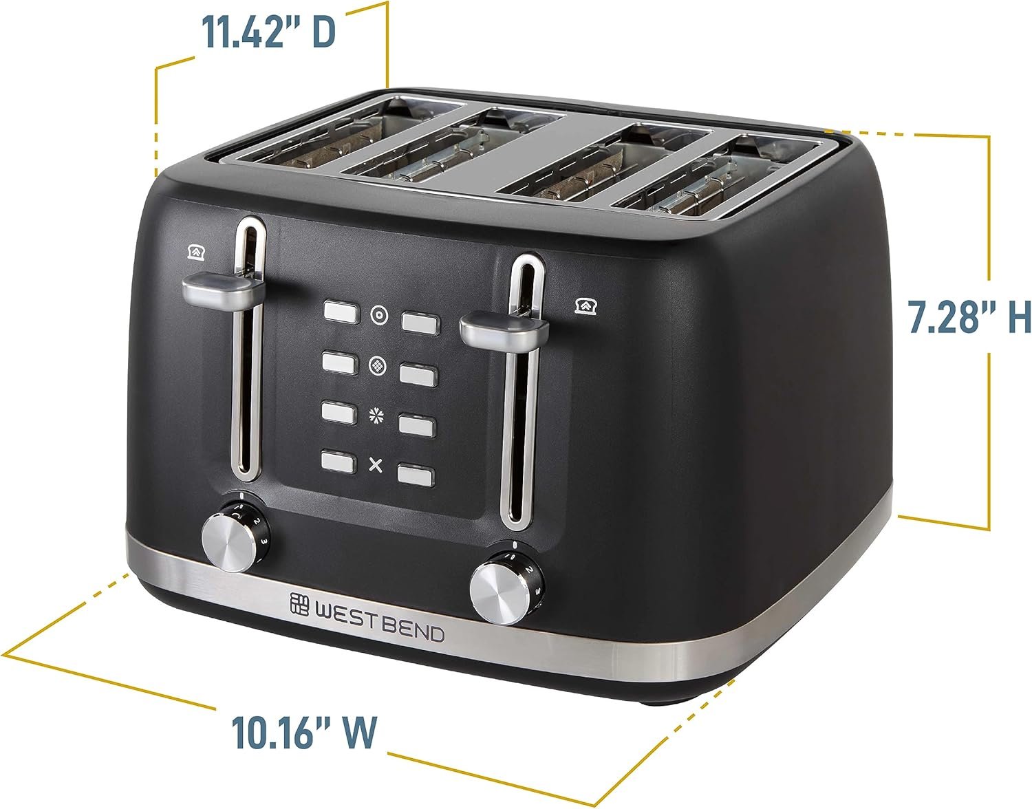 West Bend Toaster 2-Slice Extra-Wide and Deep Slots with 3 Functions and 7 Shade Settings Manual Toast Lift Lever Auto Shut-Off and Removable Crumb Tray, 1500-Watts, Black - Image 6
