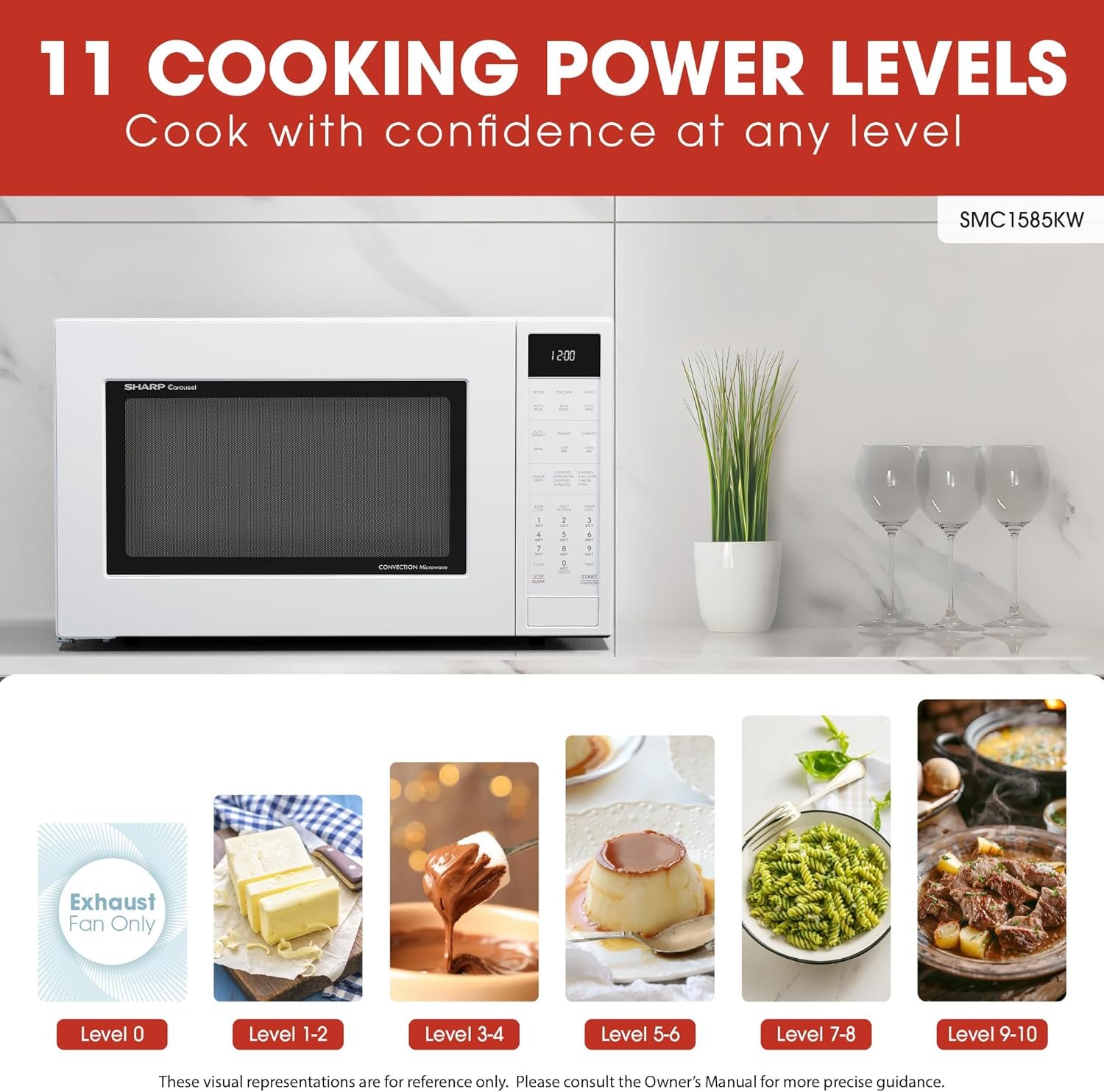 SHARP Convection Countertop Microwave Oven with Removeable 15.4" Carousel Turntable, 1.5 Cubic Feet, 900 Watt, Sensor Cooking, White - Image 11