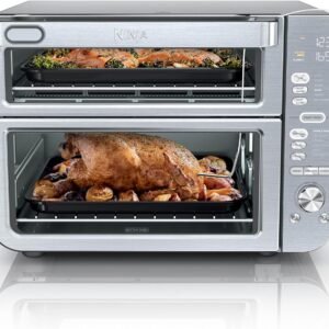 Ninja Countertop Oven Double Stack XL & Air Fryer with Pro Cook System, 12-in-1, Flexdoor, FlavorSeal, SMART FINISH with DualZone Technology, Air Fryer, Bake, Broil, Reheat, Stainless Steel, DCT651