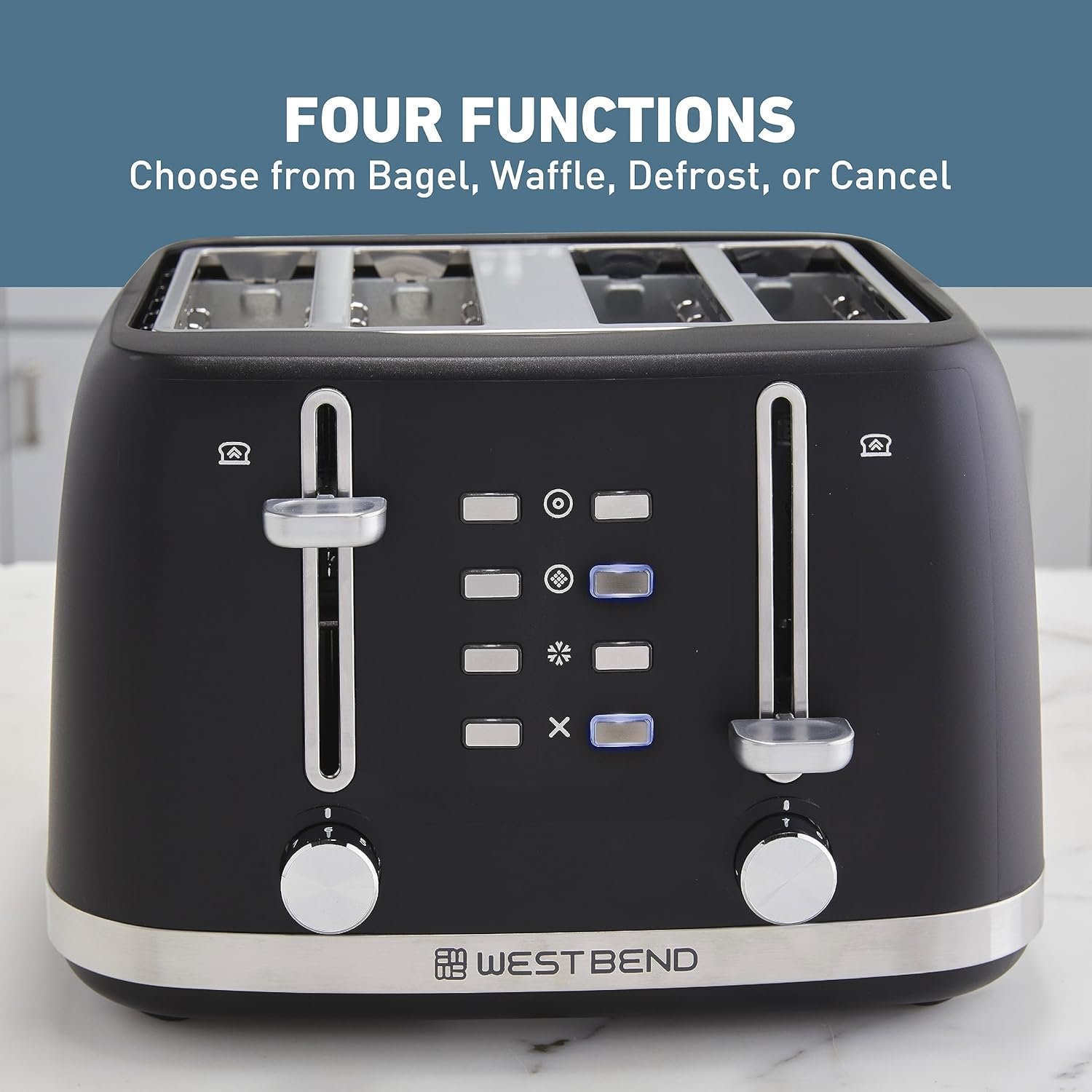 West Bend Toaster 2-Slice Extra-Wide and Deep Slots with 3 Functions and 7 Shade Settings Manual Toast Lift Lever Auto Shut-Off and Removable Crumb Tray, 1500-Watts, Black - Image 5