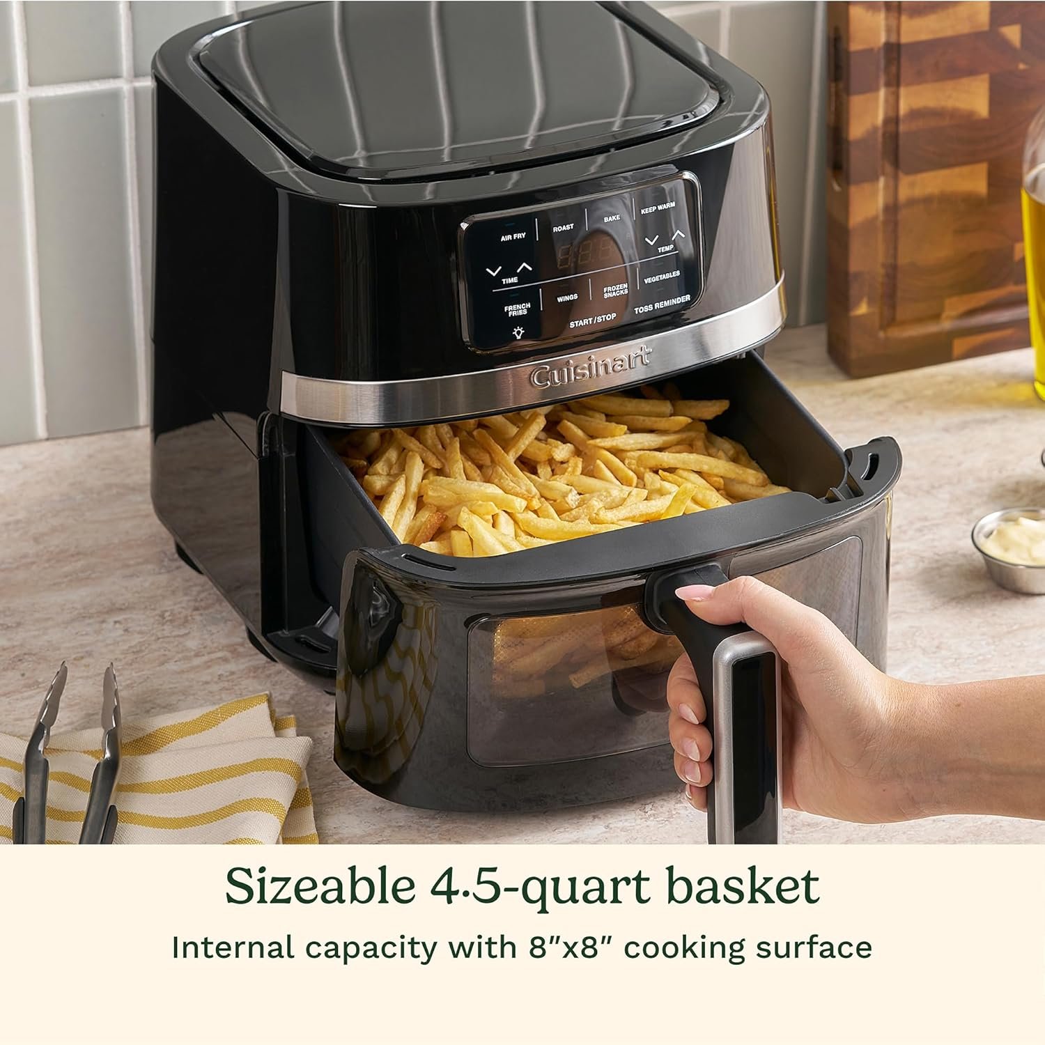 Cuisinart Air Fryer Oven, Stainless Steel Air Fryer, 4.5-Qt Fryer Basket, Dishwasher-Safe Parts with 4 Presets for Roast, Bake, Broil, Air Fry & Keep Warm, Quick & Easy Meals, AIR-160, Black - Image 3