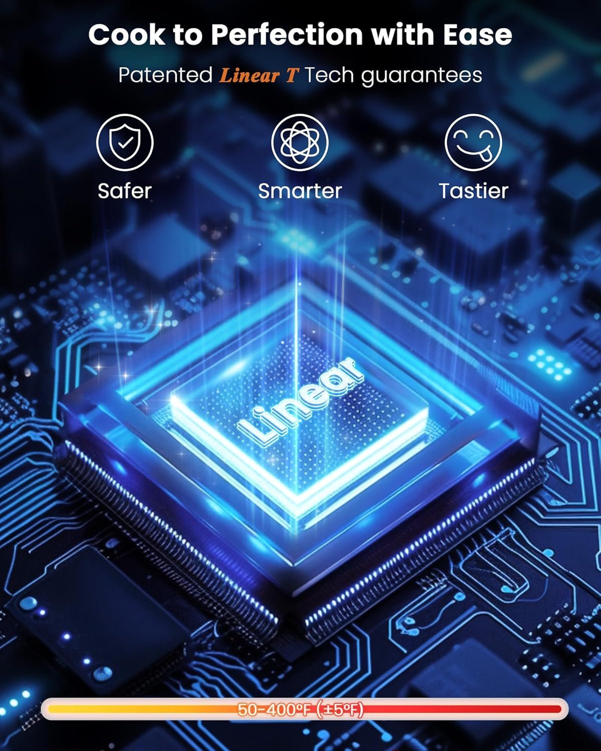 Nuwave Brio Plus Air Fryer 8 Qt, New & Improved, PFAS-FREE, 7 Digital One-Touch Cook Functions that AIR FRY, BAKE, ROAST, DEHYDRATE, TOAST, REHEAT, PREHEAT, 150 Presets, 50°F~400°F (Cool Gray) - Image 7