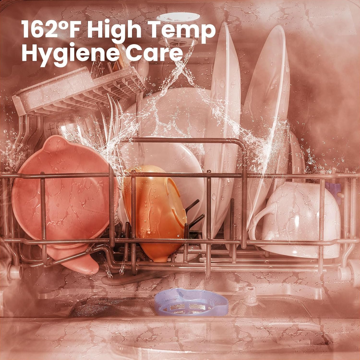 COMFEE' Portable Mini Dishwasher Countertop with 5L Built-in Water Tank for Apartments& RVs, No Hookup Needed, 6 Programs, 360° Dual Spray, 162℉ High-Temp& Air-Dry Function - Image 5