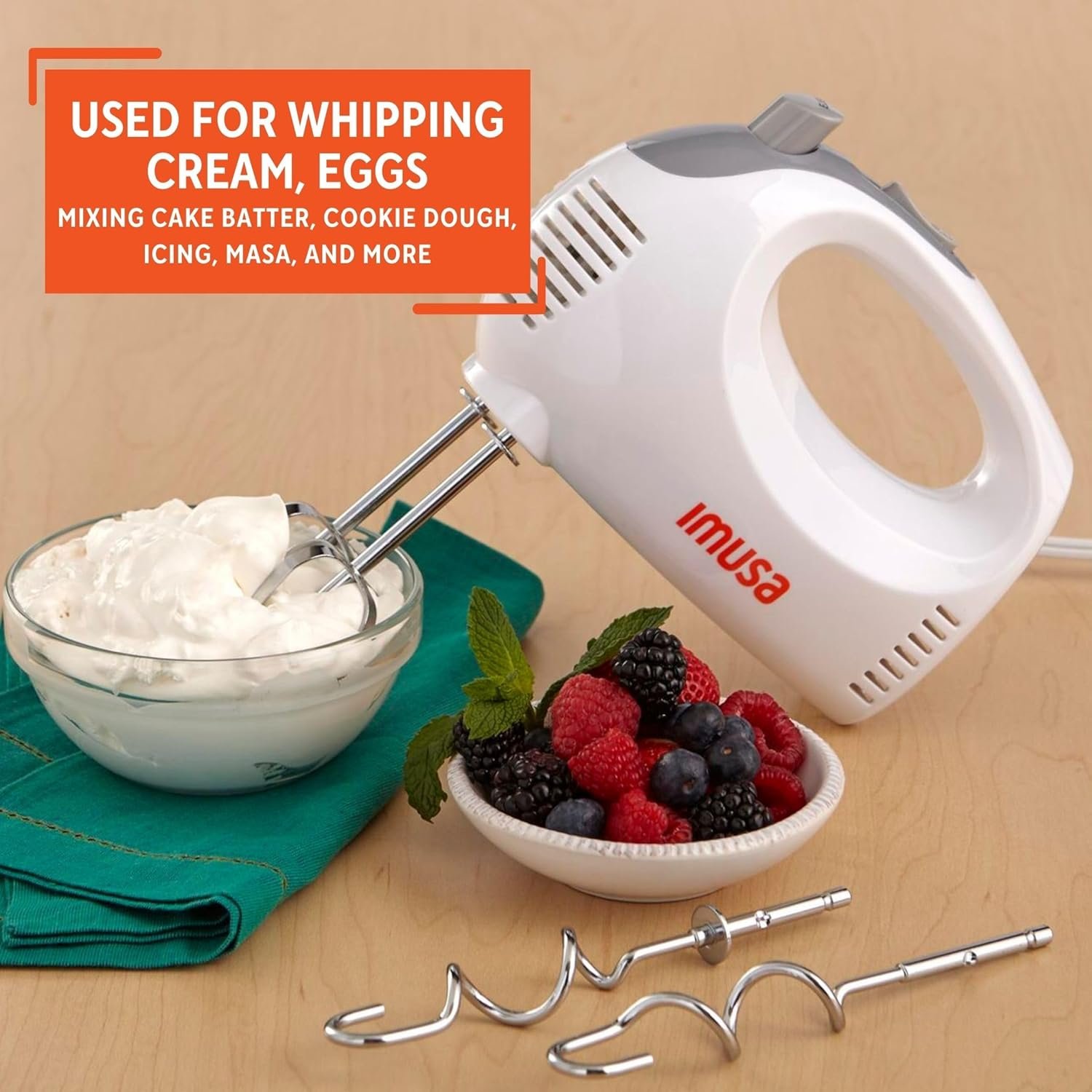 IMUSA USA Hand Mixer with Case 5-Speed ,White, Small - Image 6