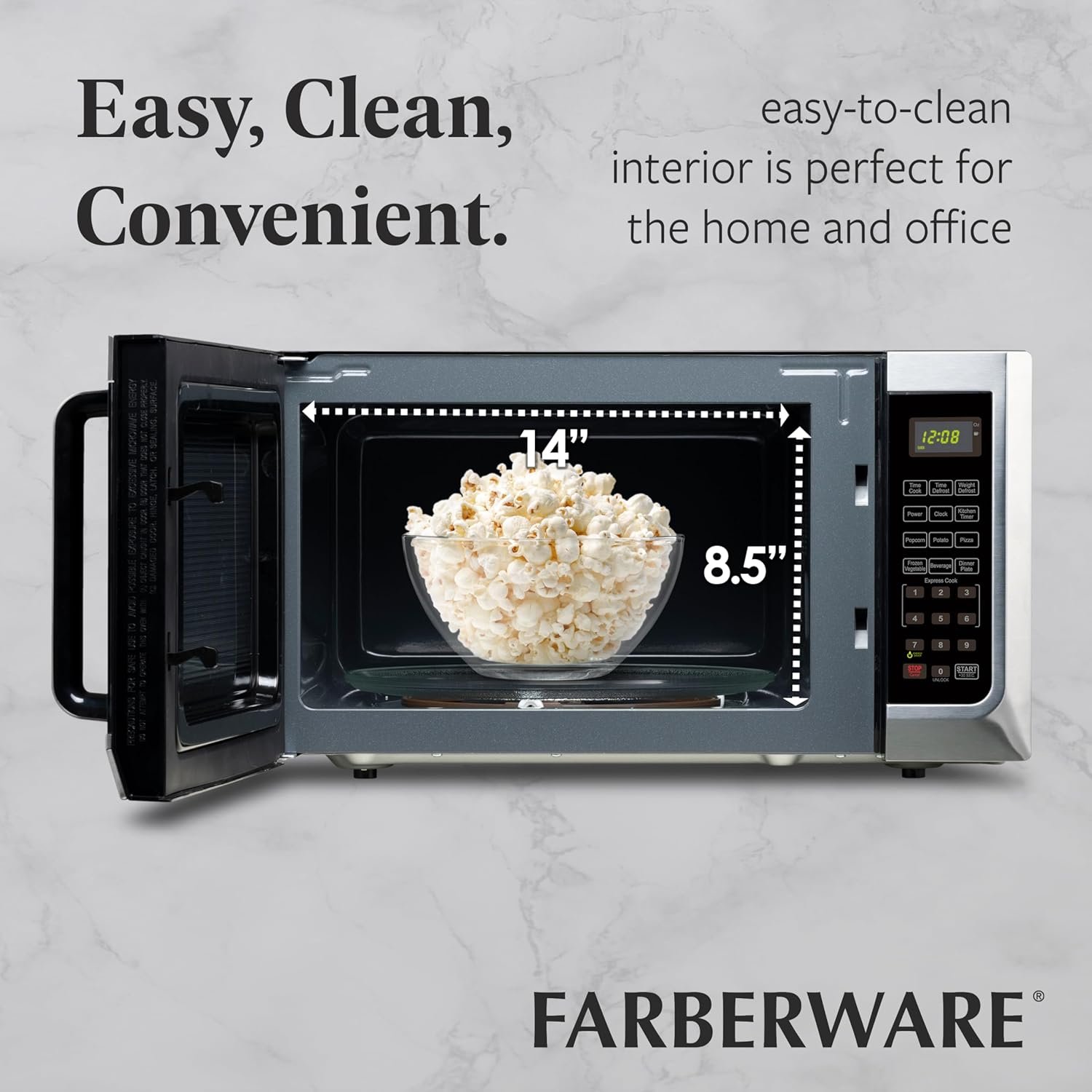 Farberware Countertop Microwave 1100 Watts, 1.3 cu ft - Microwave Oven With LED Lighting and Child Lock - Perfect for Apartments and Dorms - Easy Clean Stainless Steel - Image 5