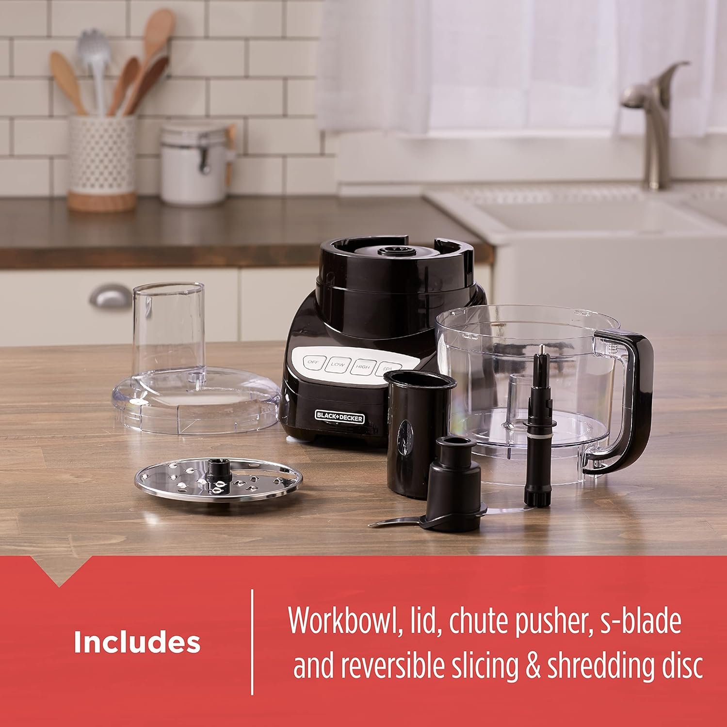 BLACK+DECKER Food Processor and Vegetable Chopper, Stainless Steel Blade, 8-Cup Capacity, 450W Power with Attachments to Grate, Shred, Slice, Mince, Grind, and Puree - Image 5