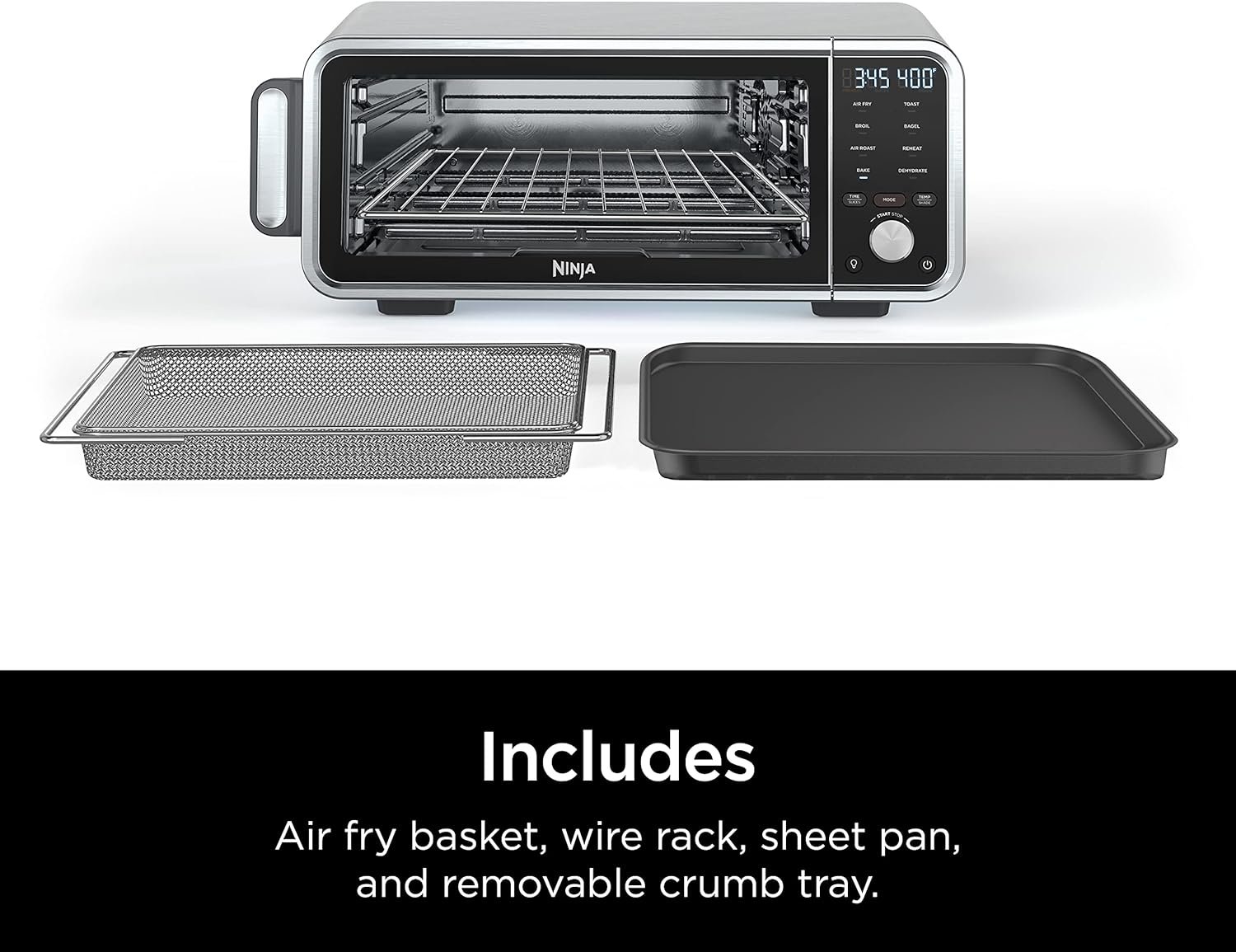 Ninja SP201 Digital Air Fry Pro Countertop 8-in-1 Oven with Extended Height, XL Capacity, Flip Up & Away Capability for Storage Space, with Air Fry Basket, Wire Rack & Crumb Tray, Silver - Image 8
