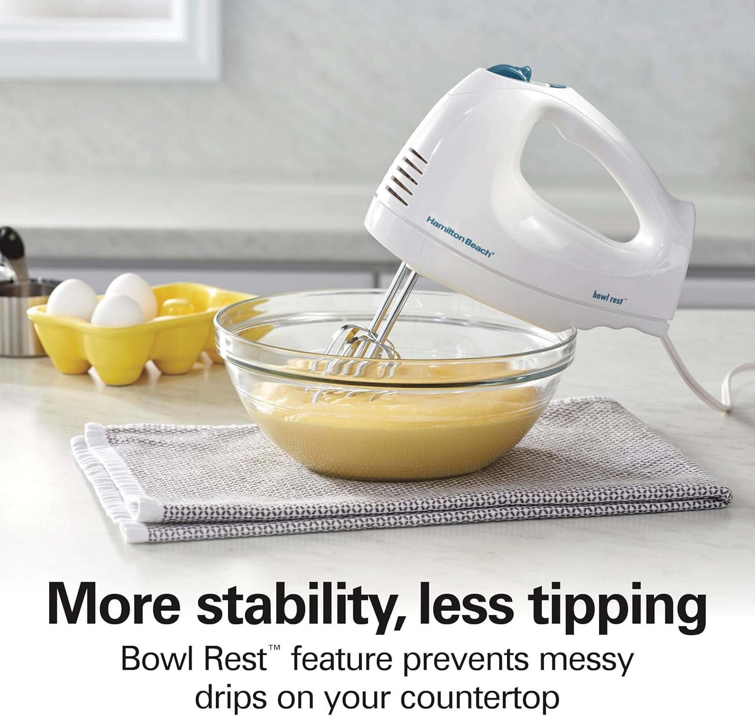 Hamilton Beach 6-Speed Electric Hand Mixer with Whisk, Traditional Beaters, Snap-On Storage Case, 250 Watts, White - Image 6