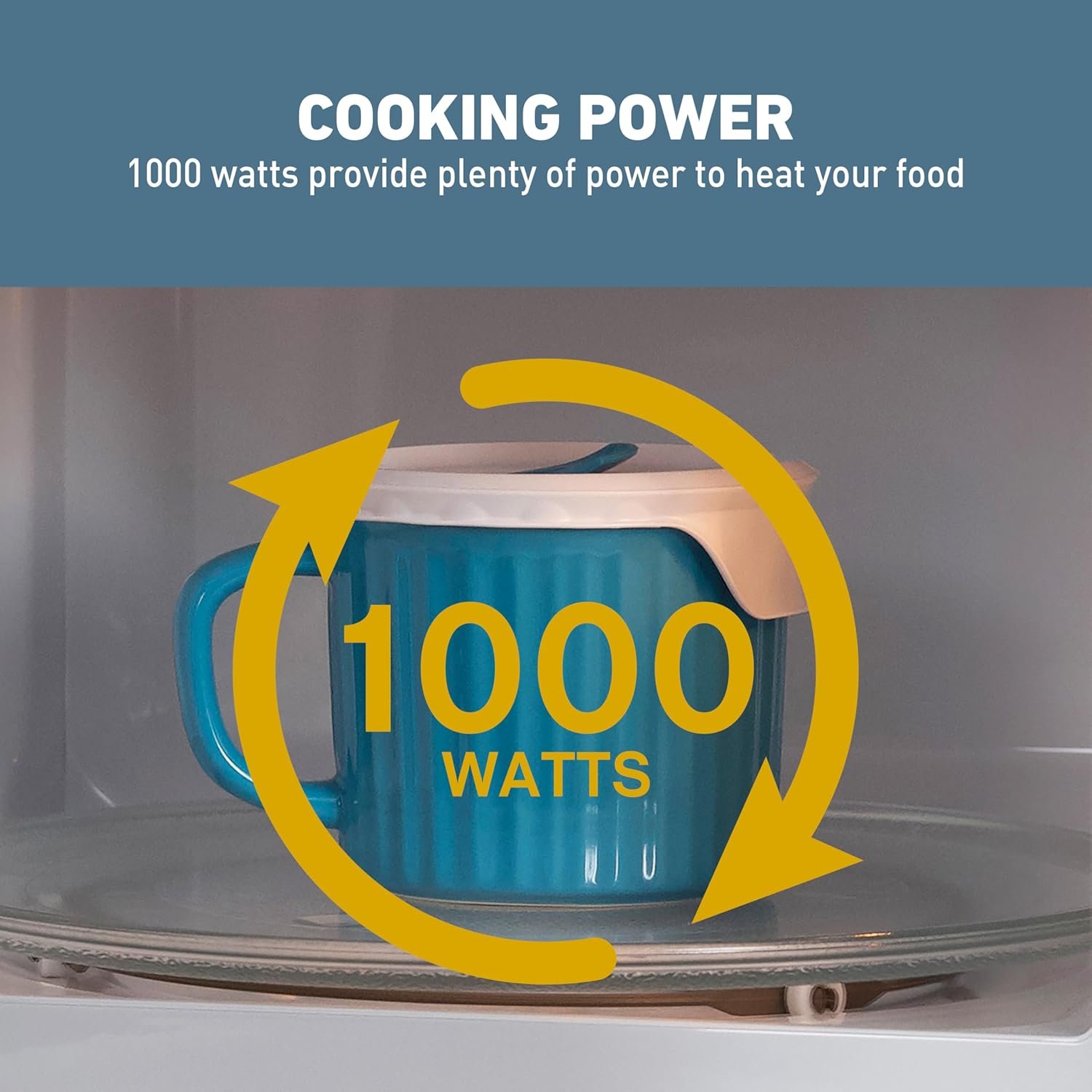 West Bend WBMW110W Microwave Oven 1000-Watts Compact with 6 Pre Cooking Settings, Time and Weight Defrost, Electronic Control Panel and Glass Turntable, White - Image 4