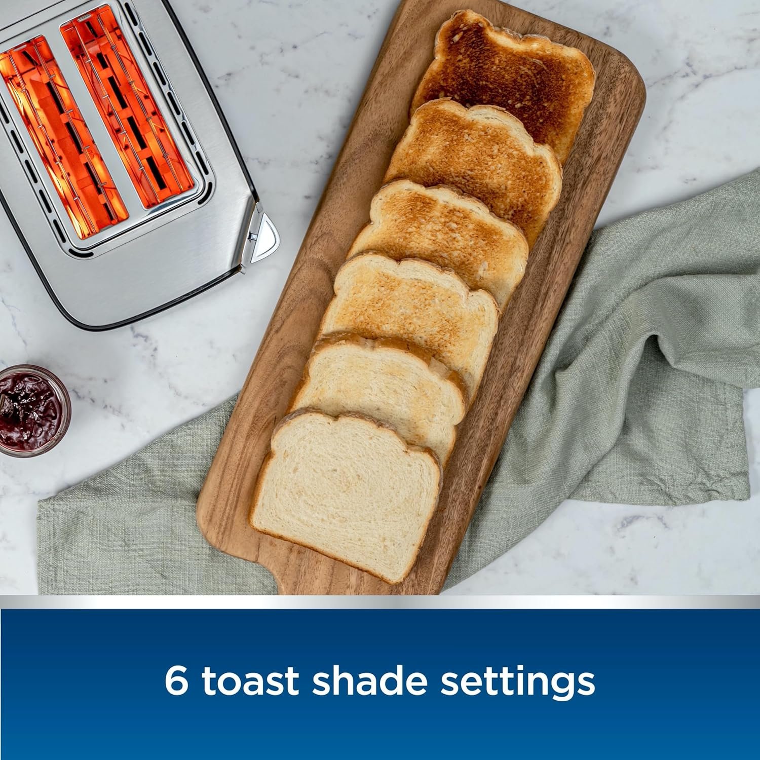Oster 4 Slice Touchscreen Toaster, Digital Countdown Timer, 6 Shade Settings, Easy Touch Technology, Bagel/Reheat/Frozen Modes, Stainless Steel - Image 3