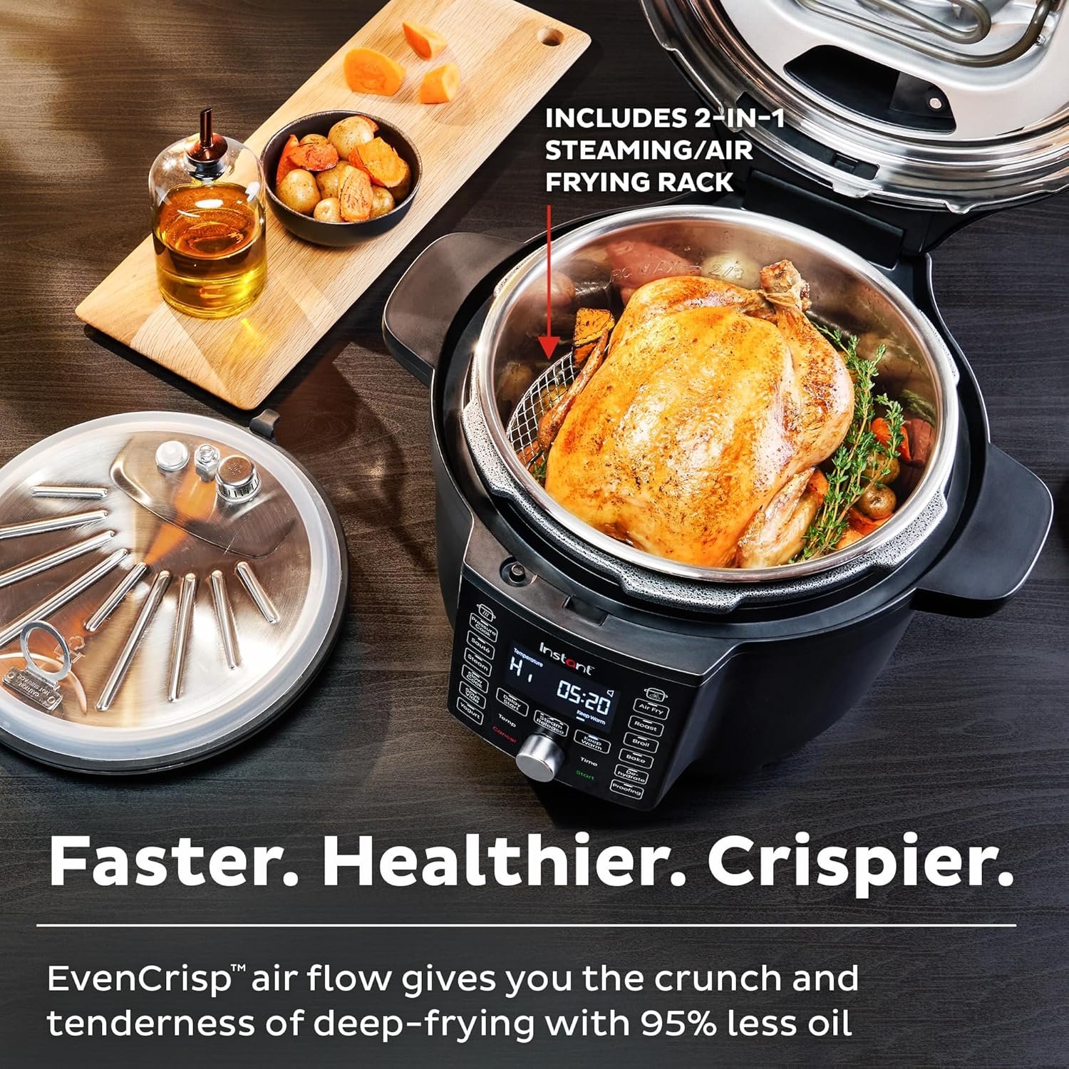 Instant Pot Duo Crisp Ultimate Lid, 13-in-1 Air Fryer and Pressure Cooker Combo, Sauté, Slow Cook, Bake, Steam, Warm, Roast, Dehydrate, Sous Vide, & Proof, App With Over 800 Recipes, 6.5 Quart, Black - Image 5