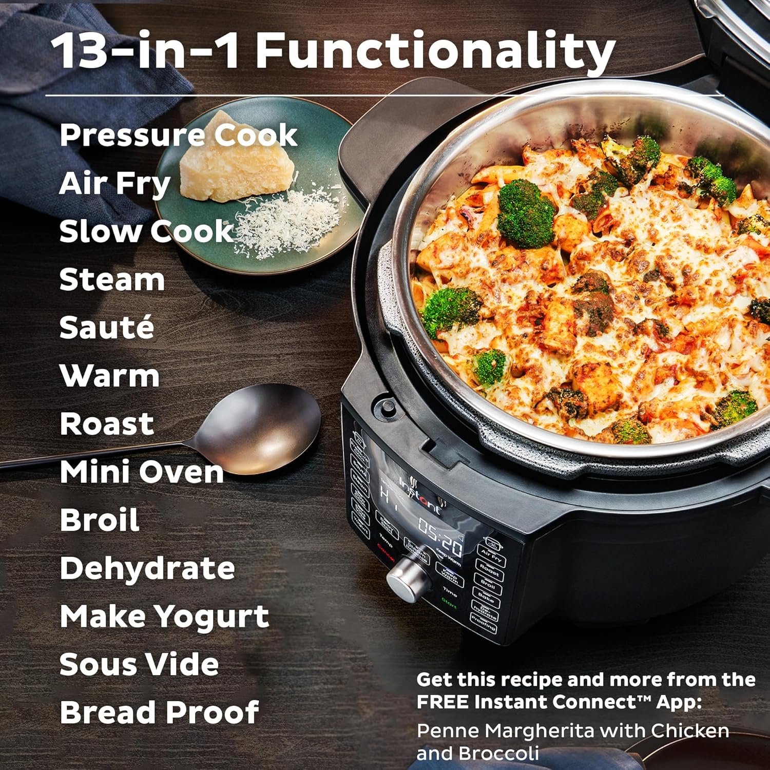 Instant Pot Duo Crisp Ultimate Lid, 13-in-1 Air Fryer and Pressure Cooker Combo, Sauté, Slow Cook, Bake, Steam, Warm, Roast, Dehydrate, Sous Vide, & Proof, App With Over 800 Recipes, 6.5 Quart, Black - Image 4