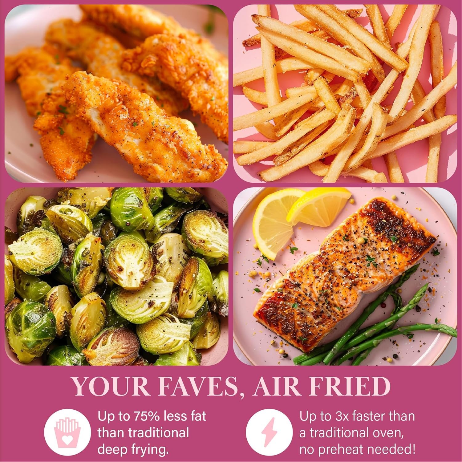 Paris Hilton Air Fryer, Large 6-Quart Capacity, Nonstick Made without PFAS, Touchscreen Display, 8-in-1 (Air Fry, Roast, Broil, Bake, Reheat, Keep Warm, Pizza, Dehydrate), Dishwasher Safe, Pink - Image 6