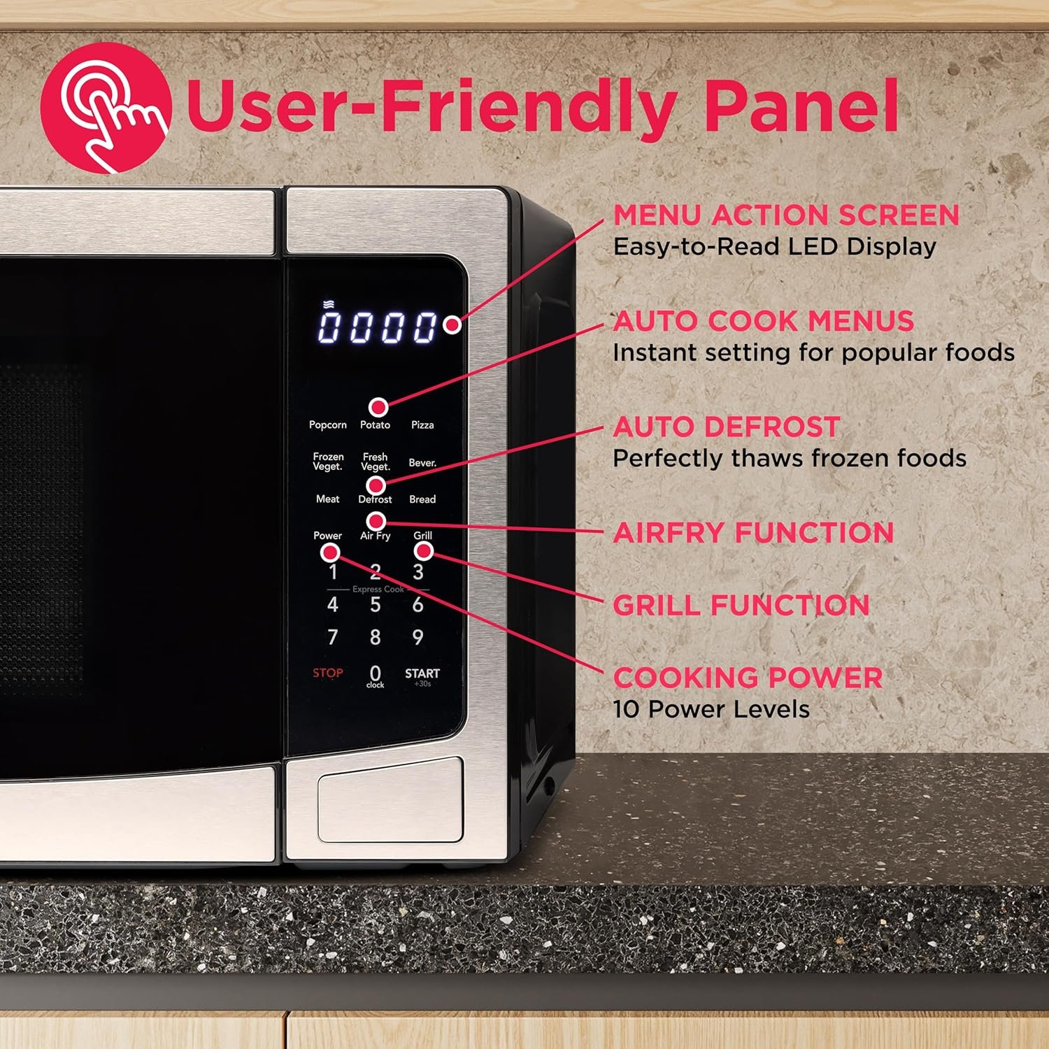 FRIGIDAIRE 1.2 cu ft Microwave, Digital Air Fryer, Convection Oven, Combo-Fry with XL Capacity, Stainless Steel Finish - Image 5